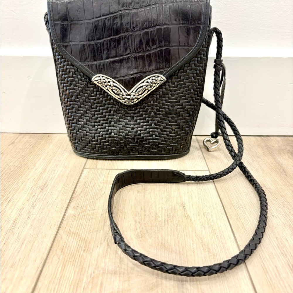 Vintage Brighton Black Textured Crossbody Bag
